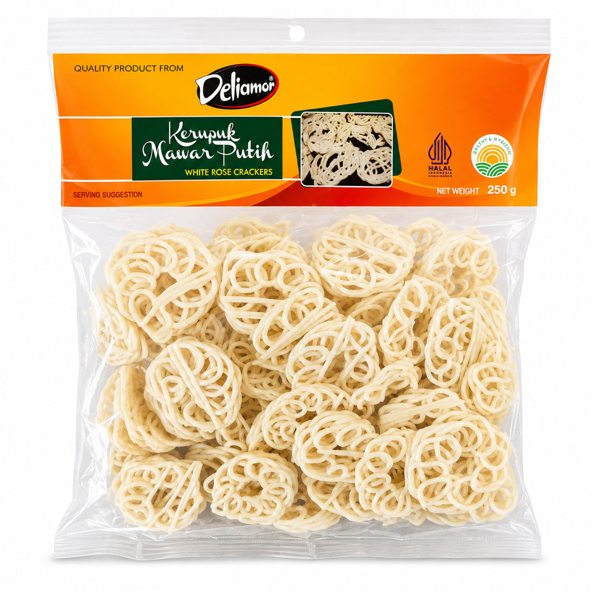 Deliamor White Rose Crackers - Krupuk Mawar Putih Uncooked 250g