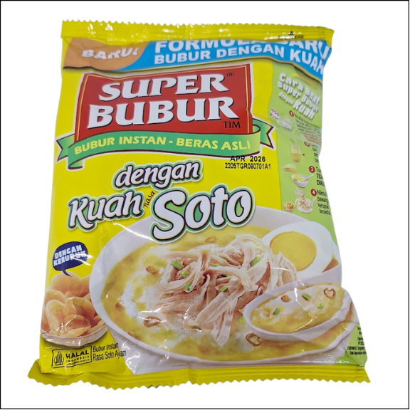 Super Bubur Instant rice porridge - Soto chicken flavour 46g-Pack of 5