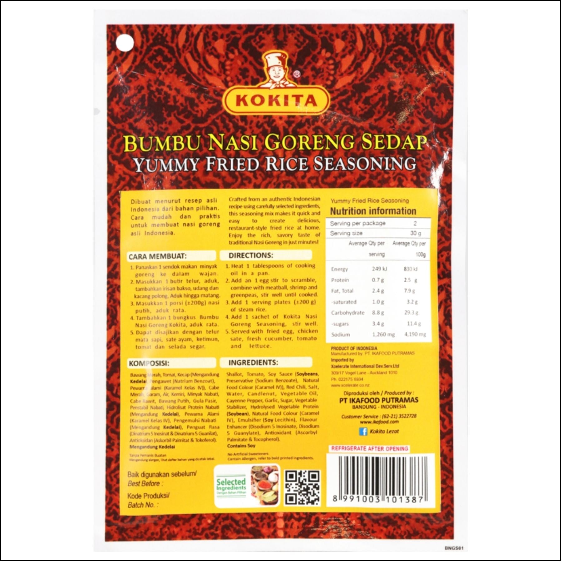 Kokita Fried Rice Nasi Goreng Seasoning Paste – Authentic Indonesian Flavour - 60g